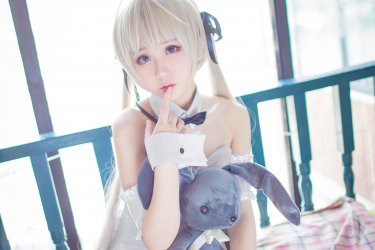 浅野菌子缘之空穹妹黑丝兔女郎写真 网红福利-第7张