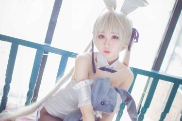 浅野菌子缘之空穹妹黑丝兔女郎写真 网红福利-第3张