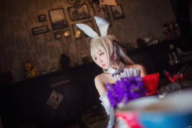 浅野菌子缘之空穹妹黑丝兔女郎写真 网红福利-第5张