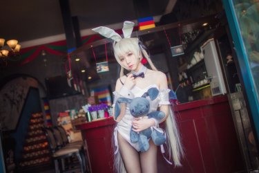 浅野菌子缘之空穹妹黑丝兔女郎写真 网红福利-第4张
