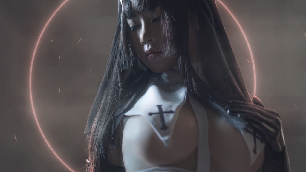 Uki雨季-修女黑胶衣写真[12p86M] cosplay美女-第1张