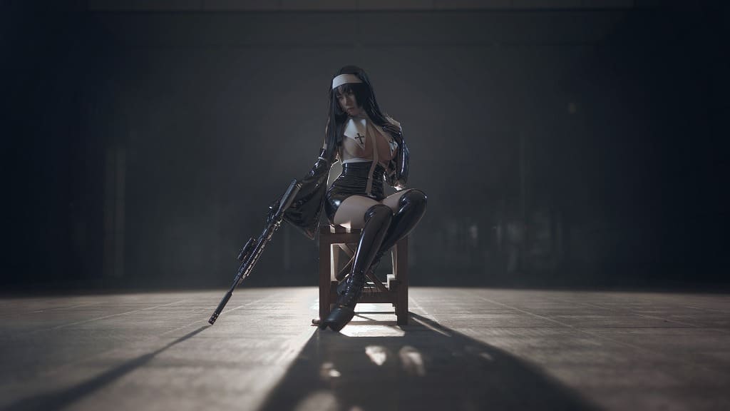 Uki雨季-修女黑胶衣写真[12p86M] cosplay美女-第3张