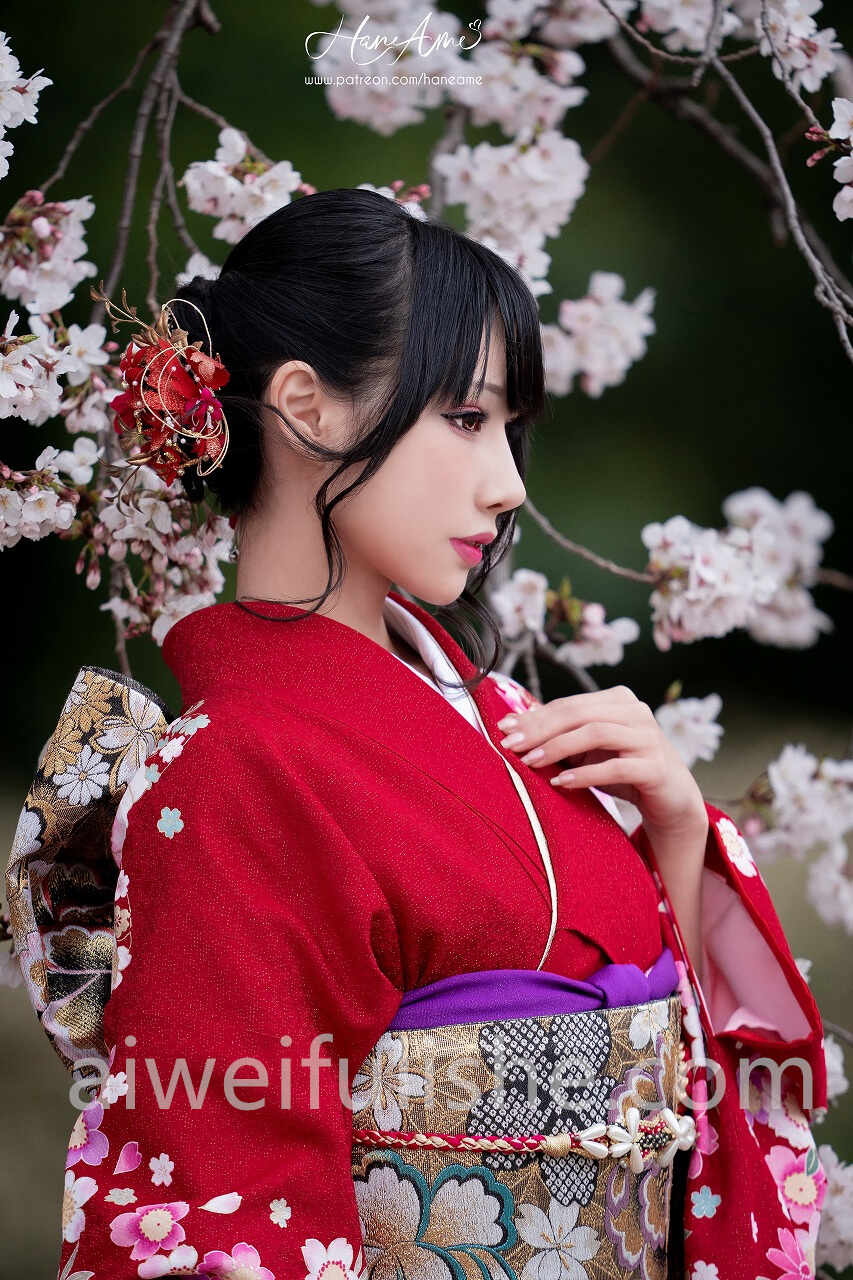 雨波_HaneAme-赤红和服【38P736M】 cosplay美女-第2张