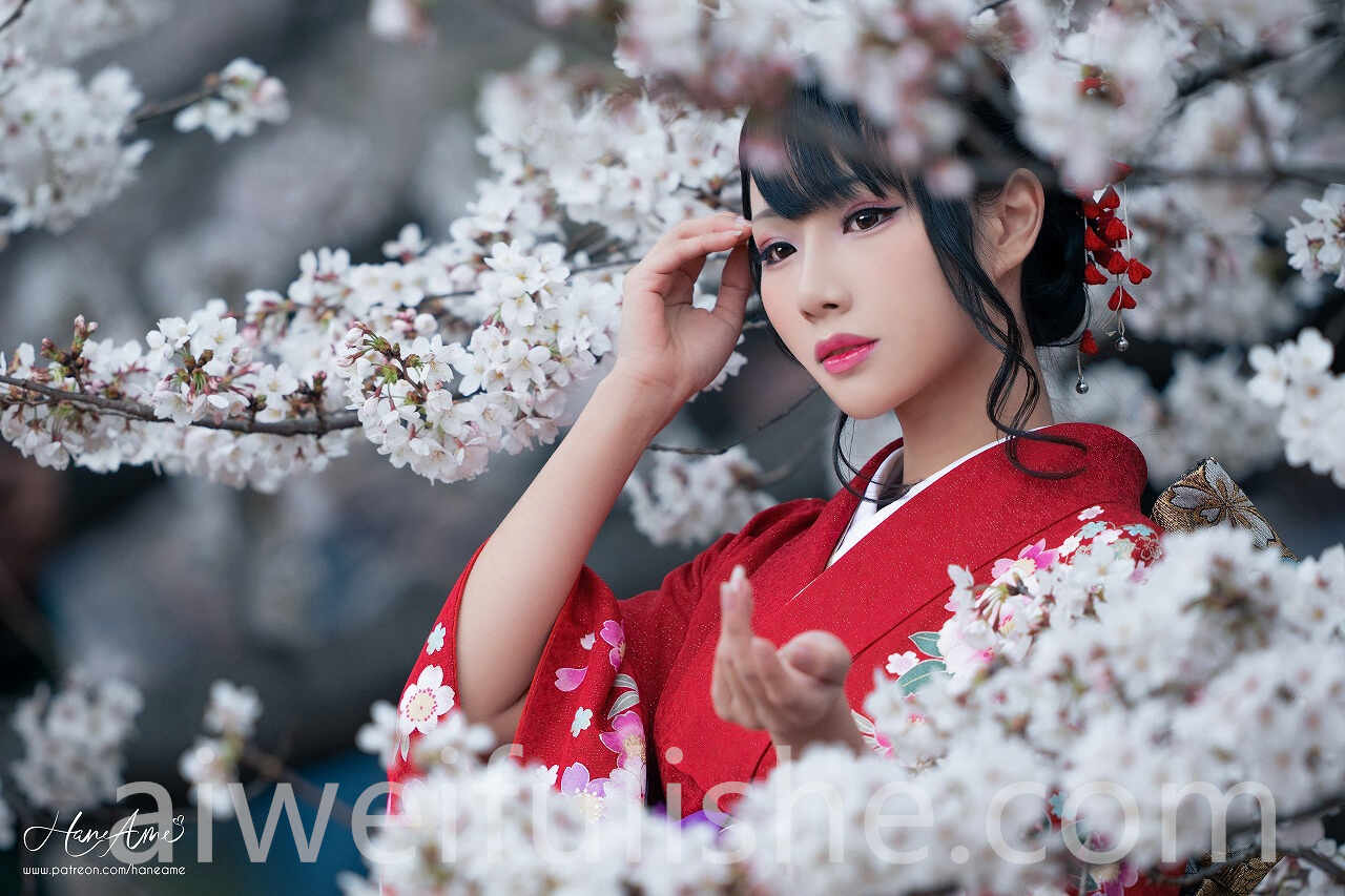 雨波_HaneAme-赤红和服【38P736M】 cosplay美女-第1张