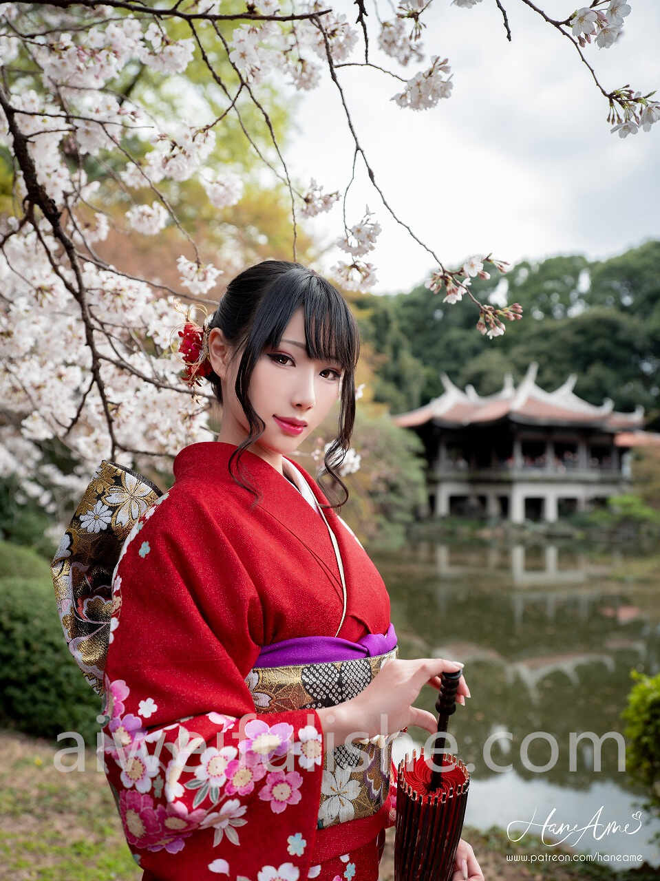 雨波_HaneAme-赤红和服【38P736M】 cosplay美女-第3张