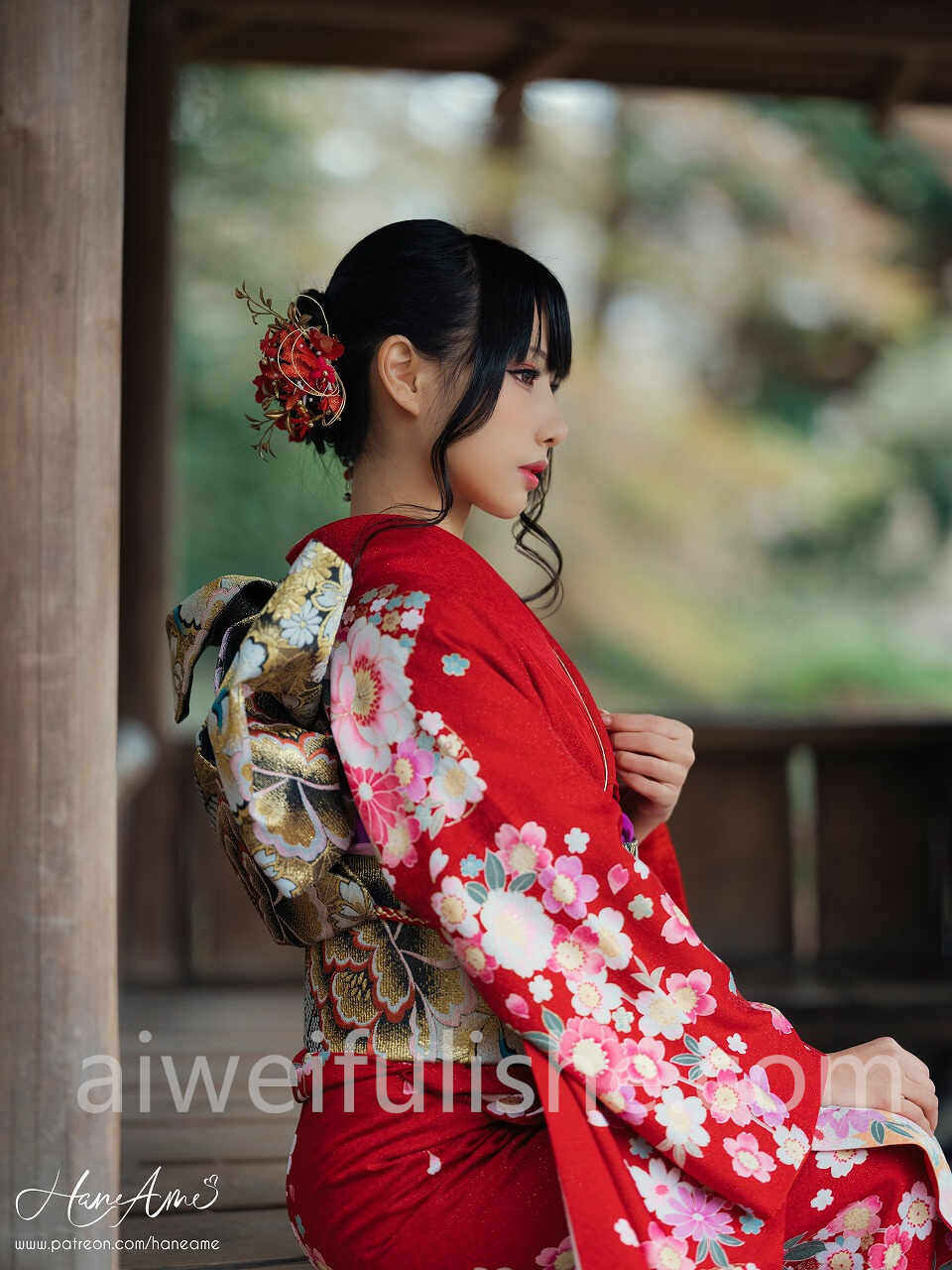 雨波_HaneAme-赤红和服【38P736M】 cosplay美女-第4张