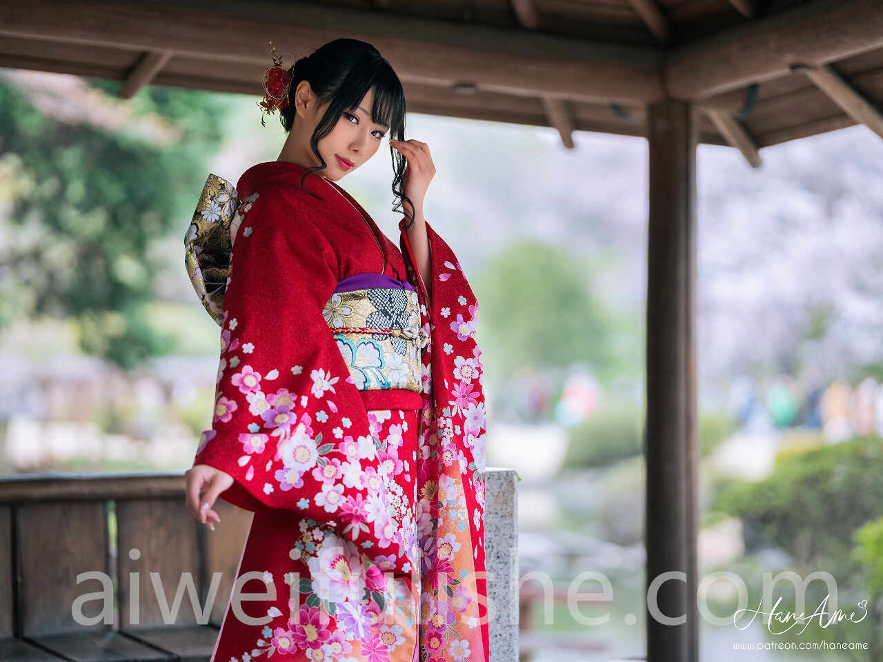 雨波_HaneAme-赤红和服【38P736M】 cosplay美女-第5张