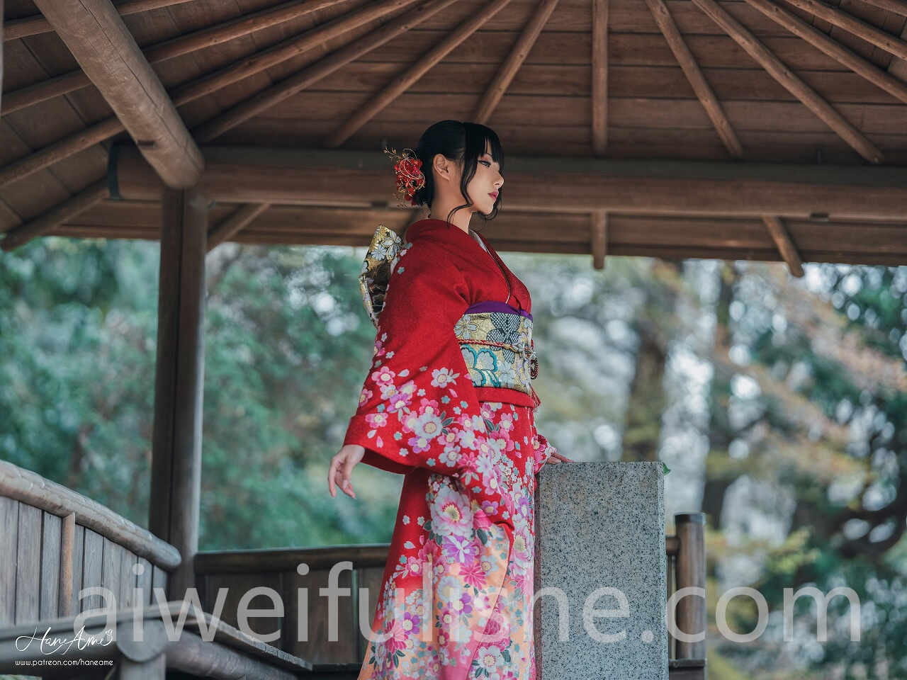雨波_HaneAme-赤红和服【38P736M】 cosplay美女-第6张