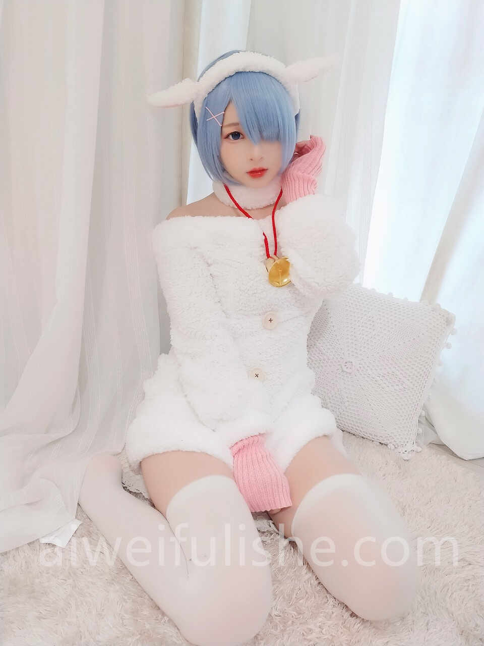 古川kagura-蕾姆白毛衣[32p6v192M] cosplay美女-第1张