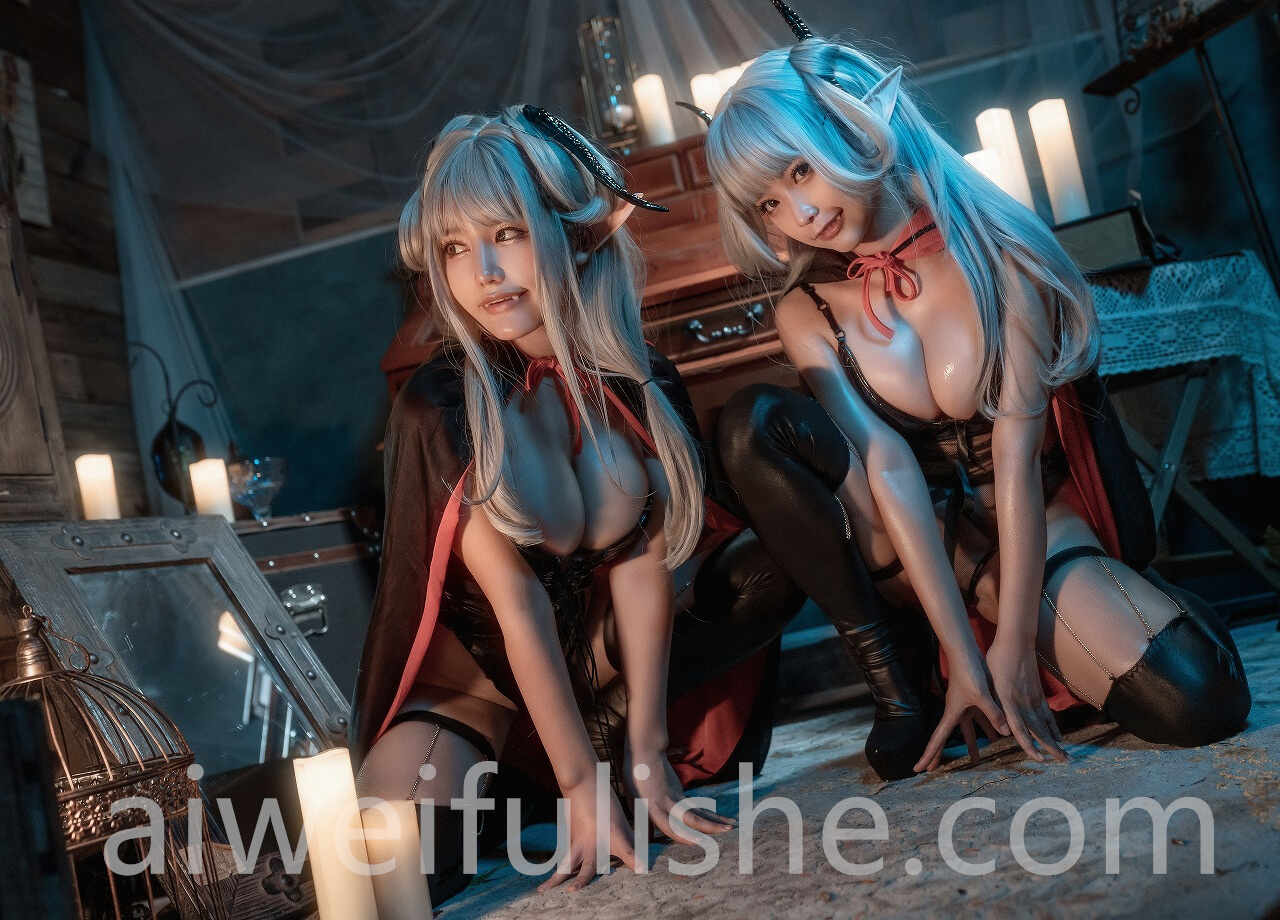 蠢沫沫&一笑芳香沁 双人吸血鬼 [30P-436MB] cosplay美女-第5张