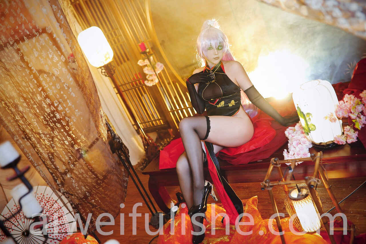 小容仔咕咕咕w-沙恩霍斯特旗袍 [11P-170MB] cosplay美女-第1张