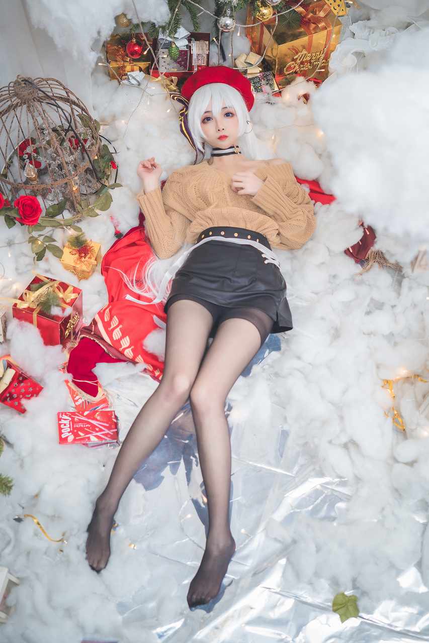 rioko凉凉子—贝尔法斯特 羊毛衫黑丝圣诞装写真 网红福利-第6张