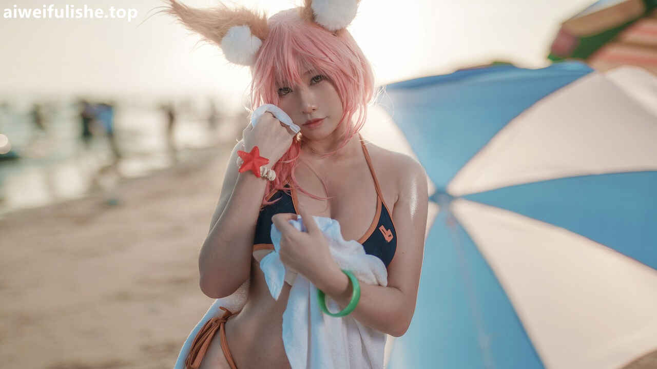 uki雨季 - 玉藻前海边泳装 [19P-200MB] cosplay美女-第2张