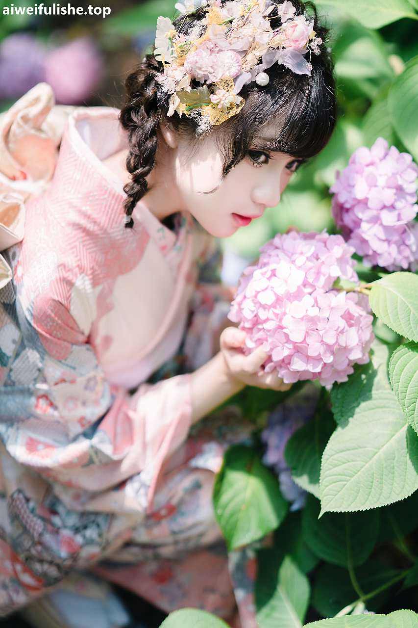 花柒-绣球花和服[18p437M] 网红福利-第2张