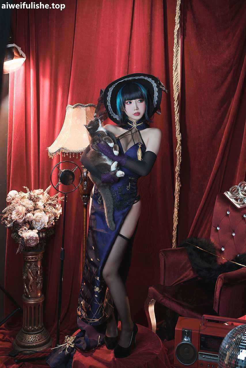 面饼仙儿-柴郡旗袍 [21P1V-790MB] cosplay美女-第7张