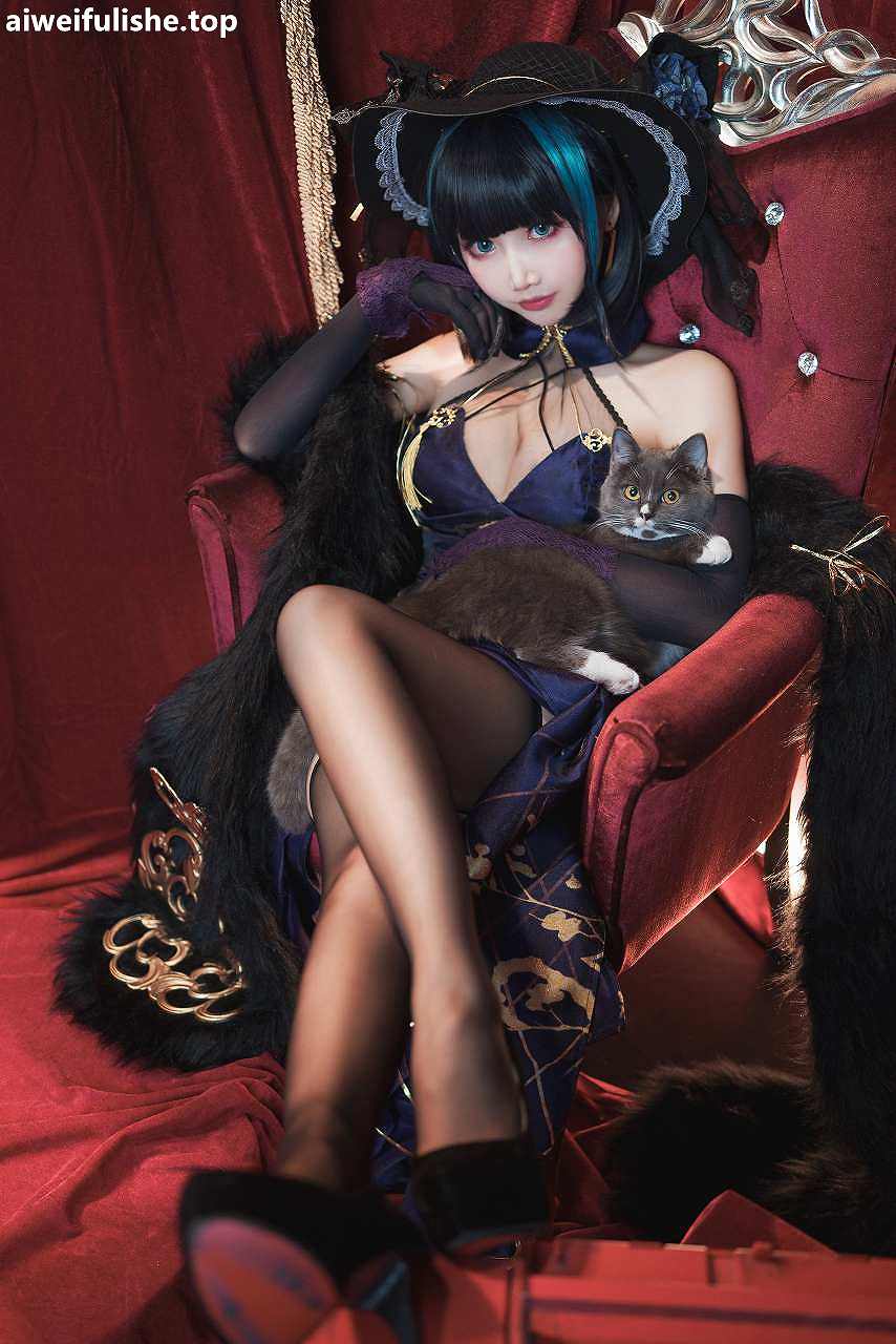面饼仙儿-柴郡旗袍 [21P1V-790MB] cosplay美女-第5张