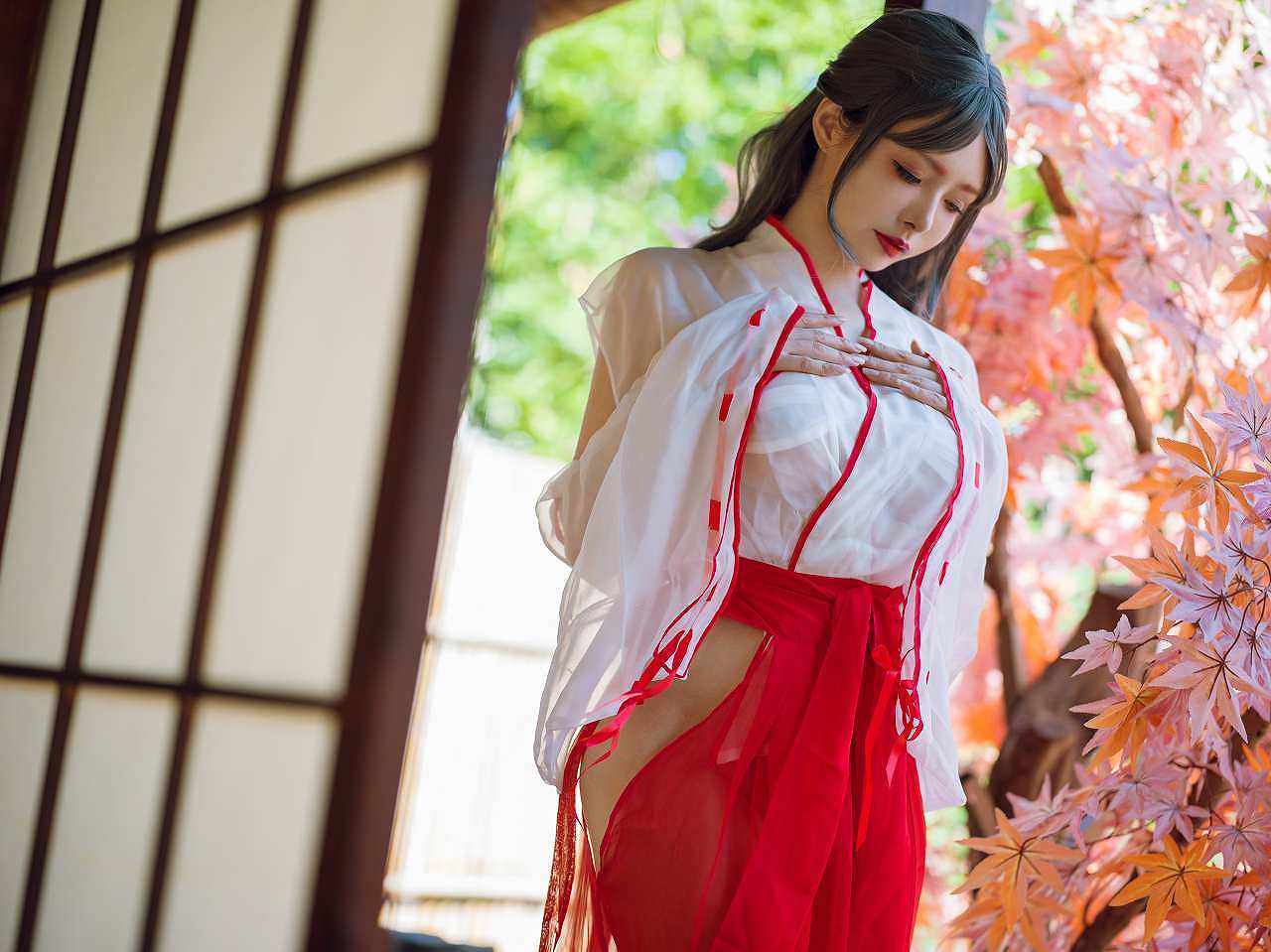 秋和柯基-汤池巫女 [53P1V-1.11G] cosplay美女-第3张